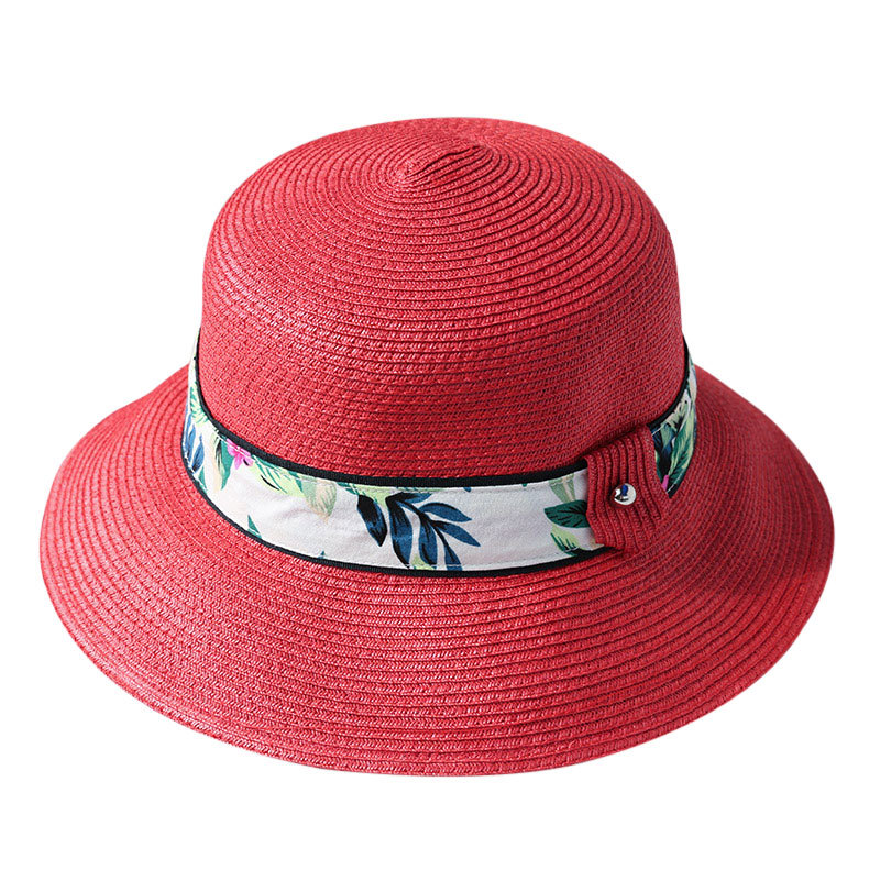 帽子(zǐ)女夏天寬檐海灘出(chū)遊遮陽帽可折疊太陽帽子(zǐ)小清新花布裝飾帽子(zǐ)